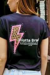 CAMISETA RAYO LEOPARDO Y TACHAS NEGRA
