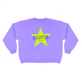 SUDADERA STAR GLITTER MALVA CON AMARILLO FLUOR