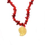 COLLAR PIEDRAS ROJO CARACOL DORADO